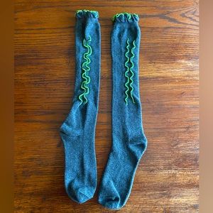 Charcoal grey sock with fun green detail